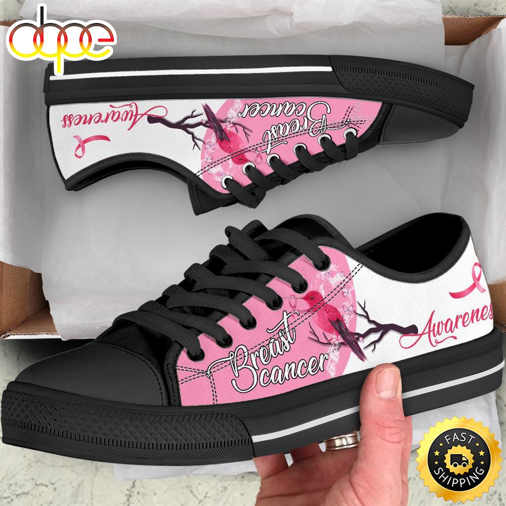 Sportswearmerch Breast Cancer Shoes Hummingbird Low Top Canvas Sneakers Shoes For Men And Women