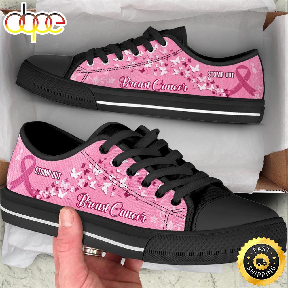 Sportswearmerch Breast Cancer Shoes Stomp Out Low Top Canvas Sneakers Shoes For Men And Women