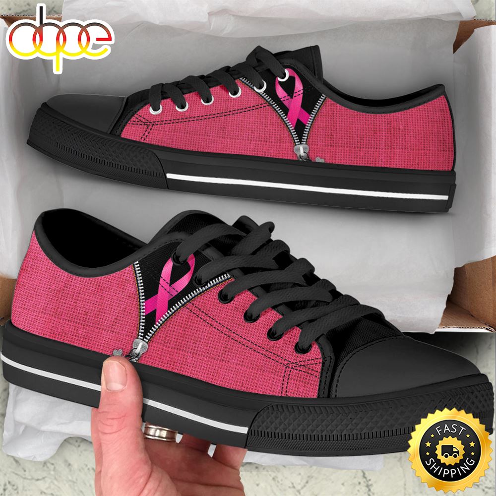 Sportswearmerch Breast Cancer Shoes Zipper Low Top Canvas Sneakers Shoes For Men And Women