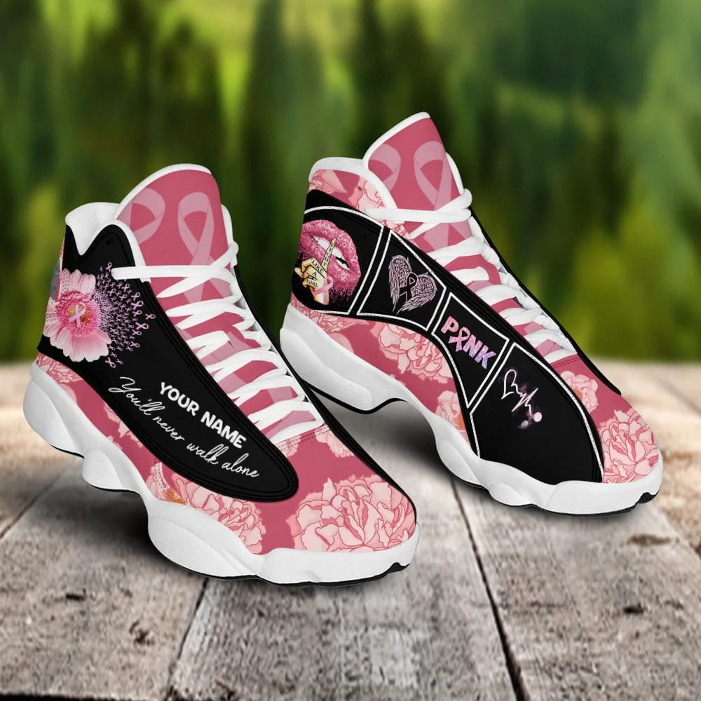 Sportswearmerch Breast Cancer You'll never walk alone Flower AJ13 Sneakers Shoes For Men And Women