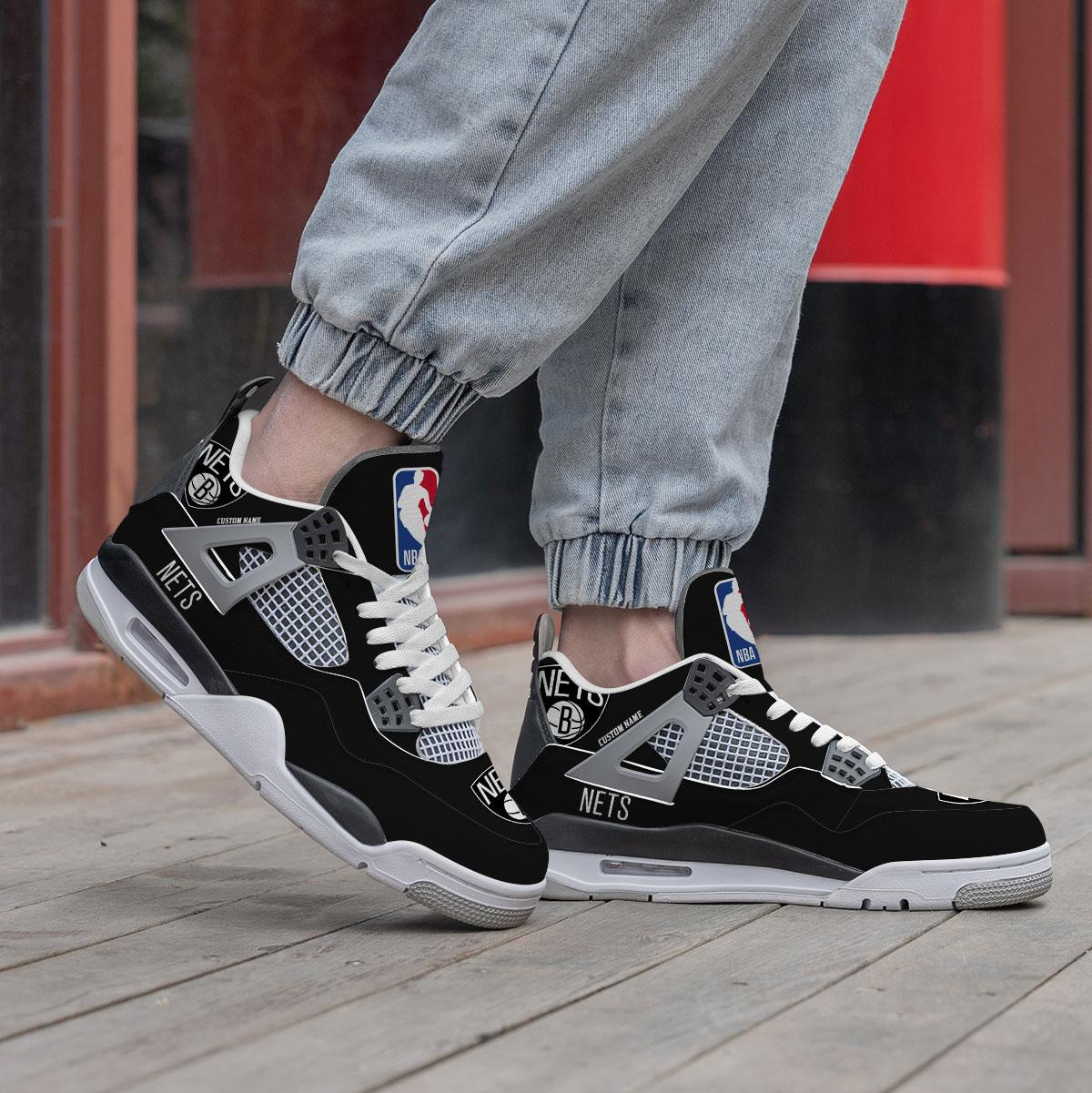 Sportswearmerch Brooklyn Nets NBA AJ4 Sneakers Shoes For Men And Women
