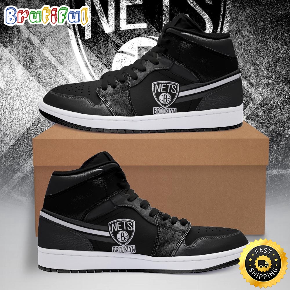 Sportswearmerch Brooklyn Nets NBA AJ1 High Sneakers Shoes For Men And Women