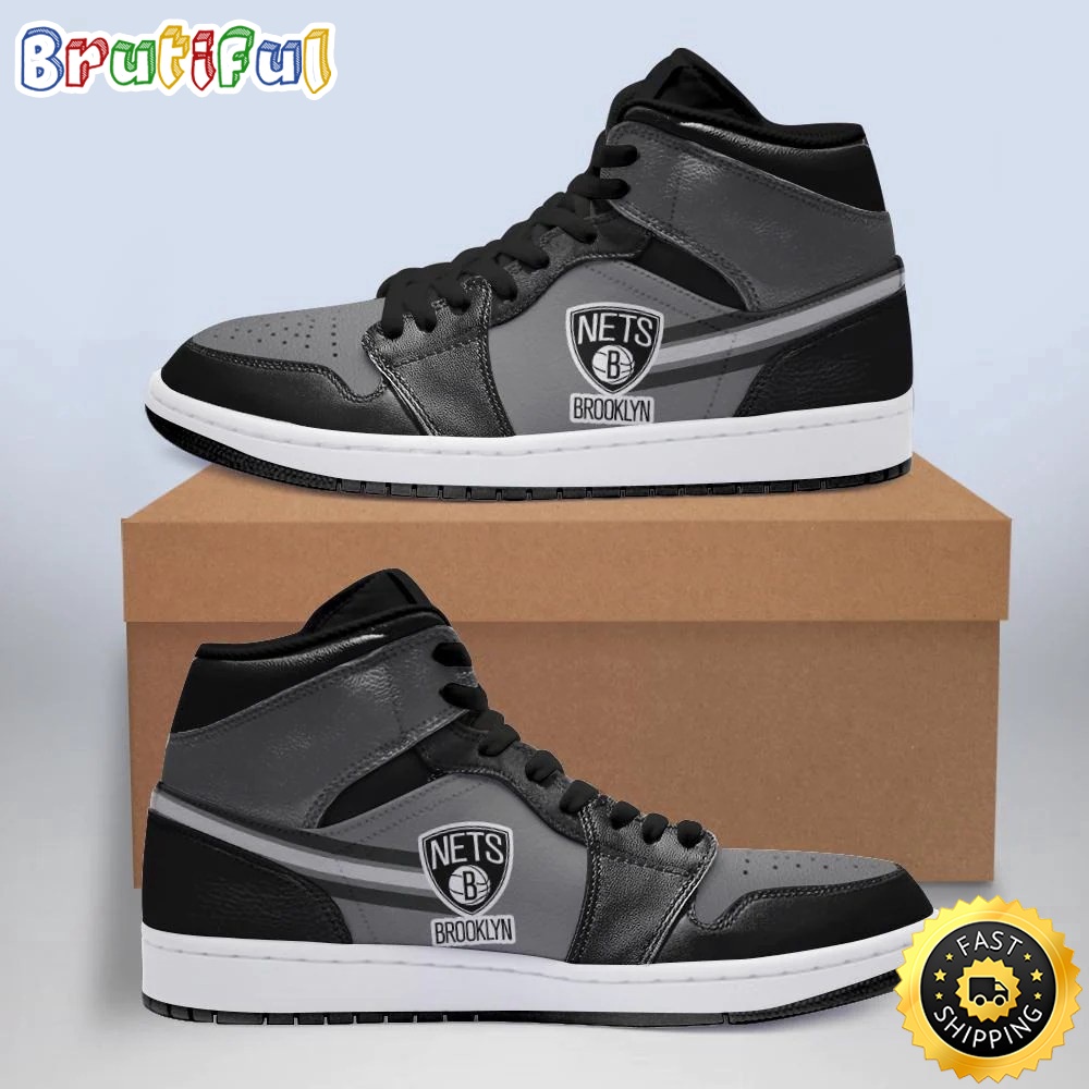 Sportswearmerch Brooklyn Nets NBA AJ1 High Sneakers Shoes For Men And Women