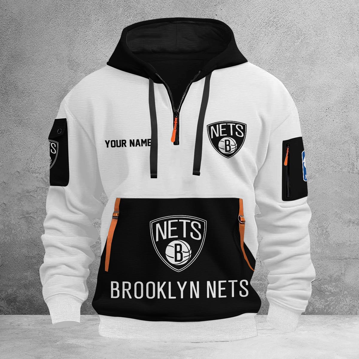 Sportswearmerch Brooklyn Nets NBA Half Zip Hoodie Personalized For Fan