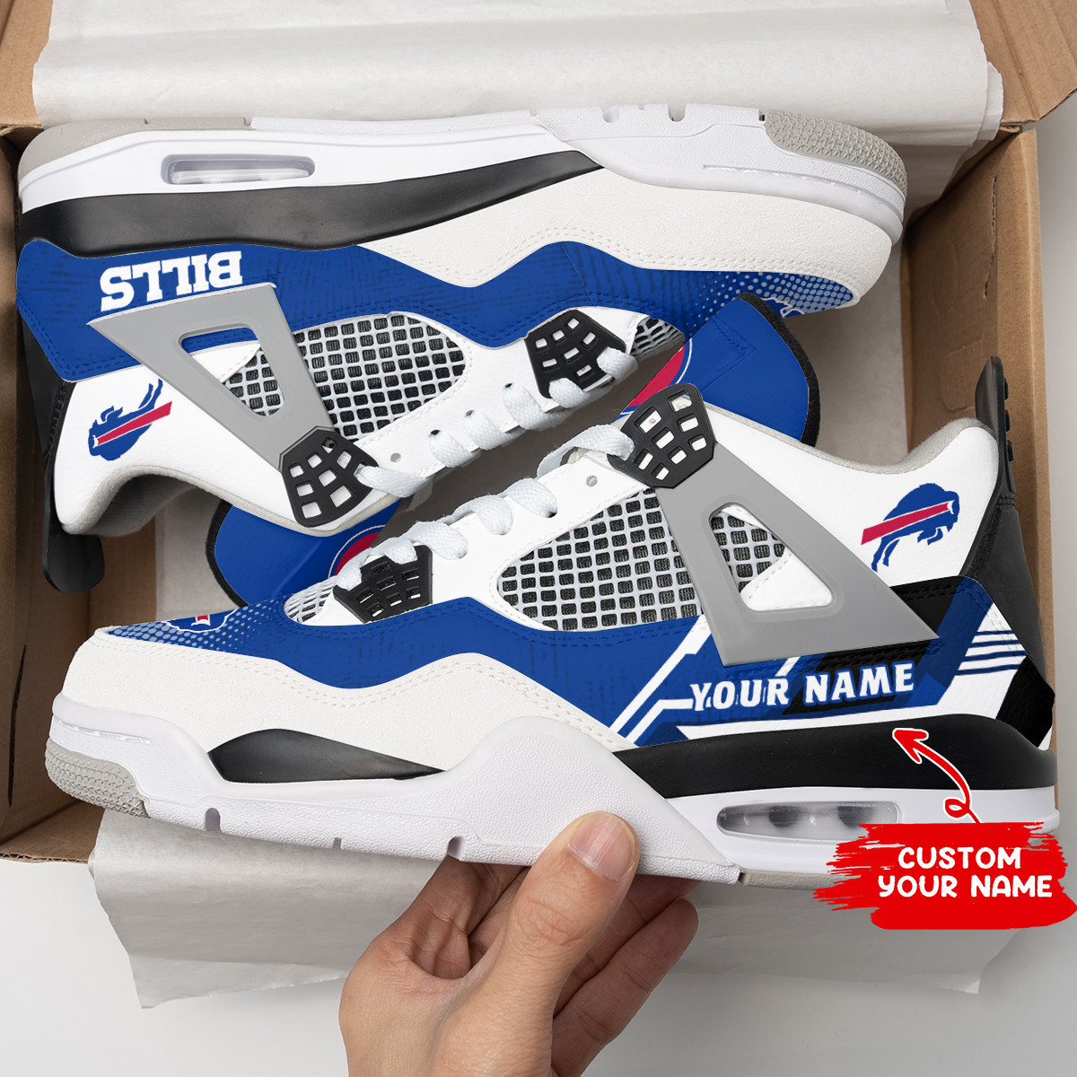 Sportswearmerch Buffalo Bills NFL Air Jordan 4 Sneaker AJ4 Sneakers Shoes For Men And Women