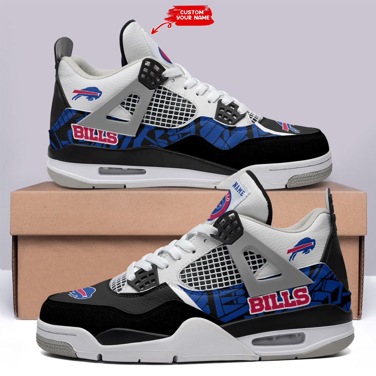 Sportswearmerch Buffalo Bills NFL Air Jordan 4 Sneaker AJ4 Sneakers Shoes For Men And Women