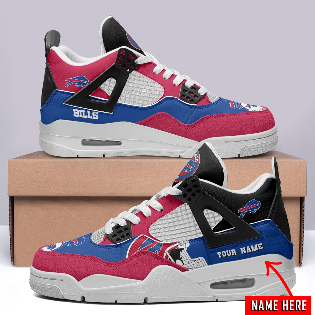 Sportswearmerch Buffalo Bills NFL Air Jordan 4 Sneaker AJ4 Sneakers Shoes For Men And Women