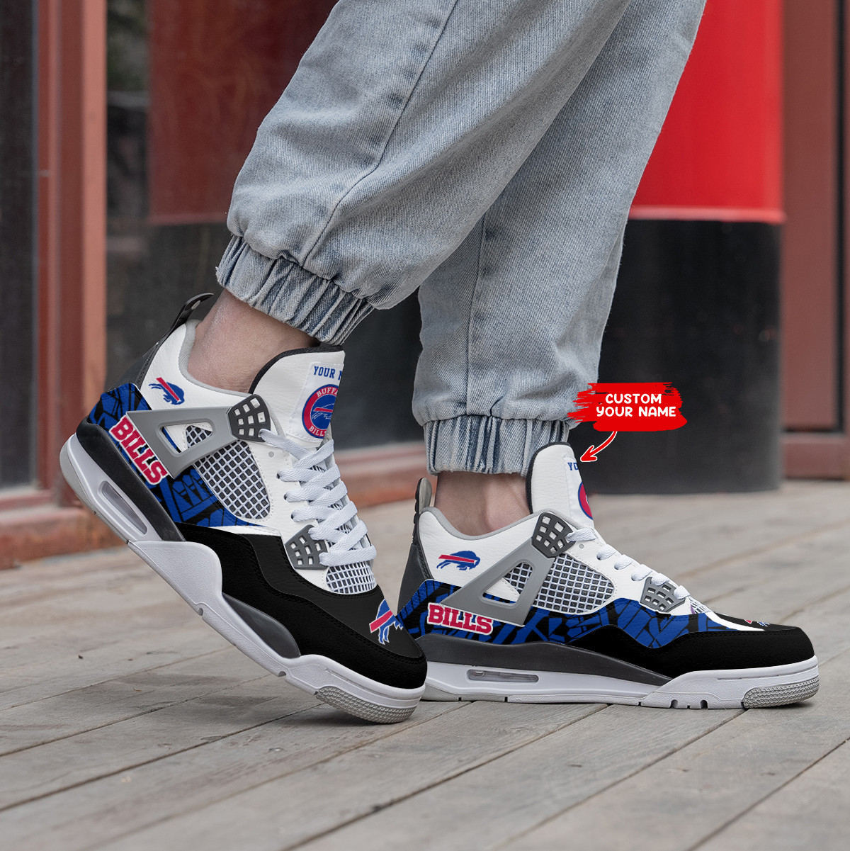 Sportswearmerch Buffalo Bills NFL Air Jordan 4 Sneaker AJ4 Sneakers Shoes For Men And Women