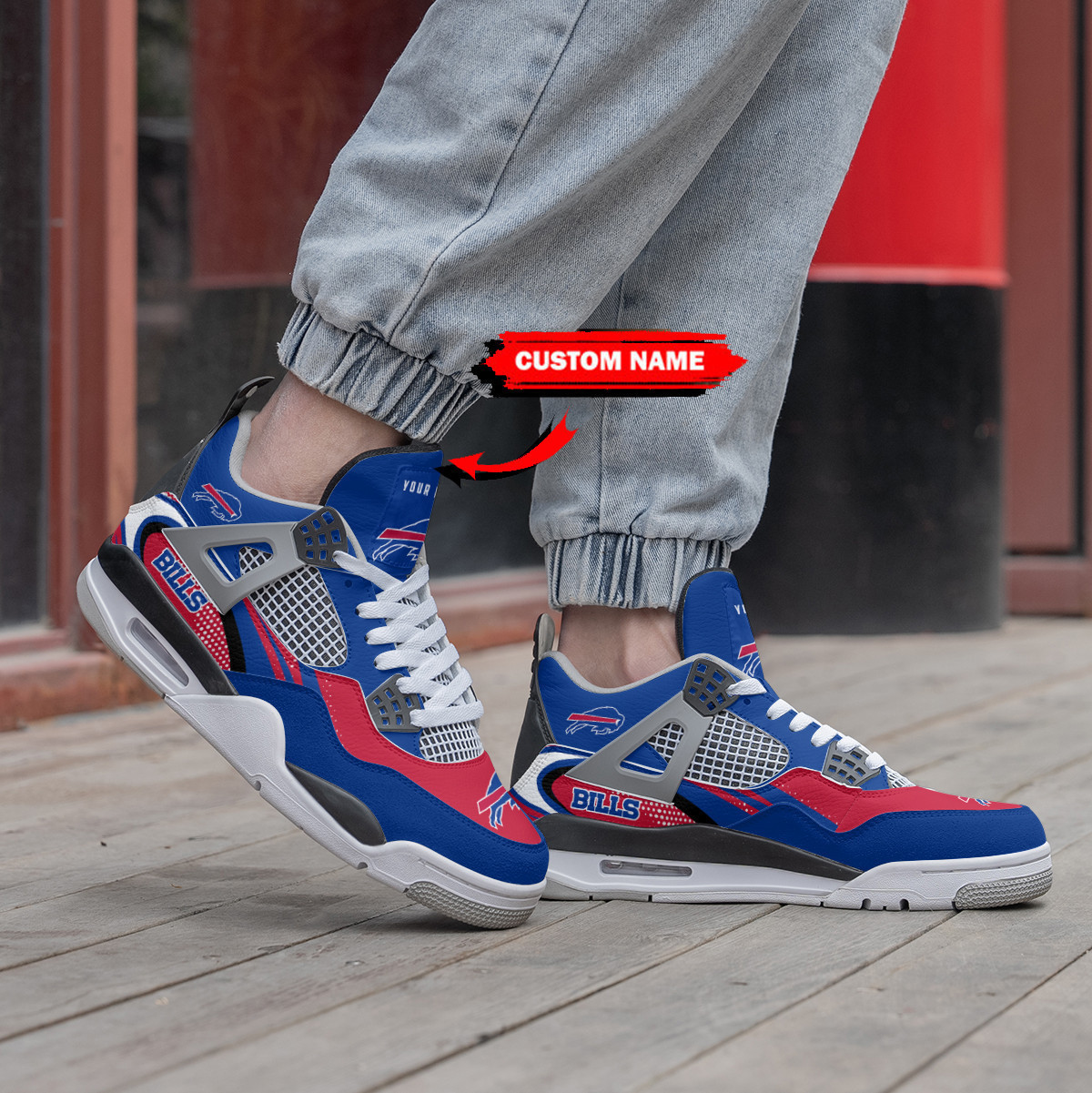 Sportswearmerch Buffalo Bills NFL Air Jordan 4 Sneaker AJ4 Sneakers Shoes For Men And Women