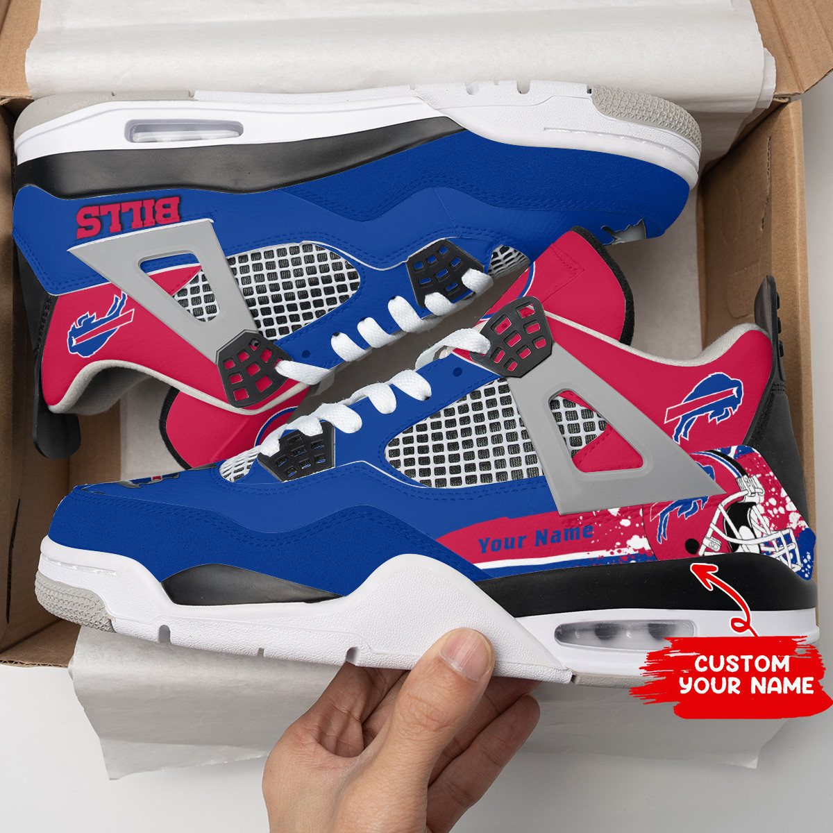 Sportswearmerch Buffalo Bills NFL Air Jordan 4 Sneaker AJ4 Sneakers Shoes For Men And Women