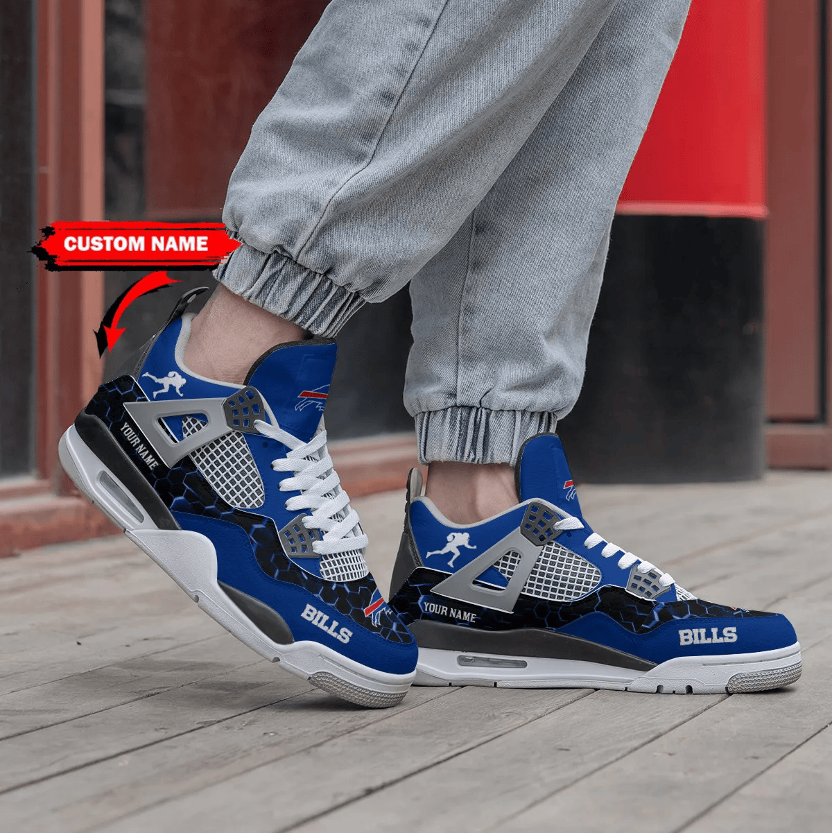 Sportswearmerch Buffalo Bills NFL Air Jordan 4 Sneaker AJ4 Sneakers Shoes For Men And Women
