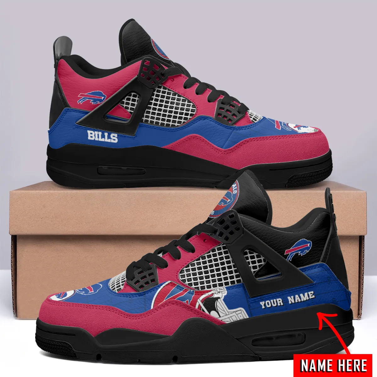 Sportswearmerch Buffalo Bills NFL Air Jordan 4 Sneaker AJ4 Sneakers Shoes For Men And Women