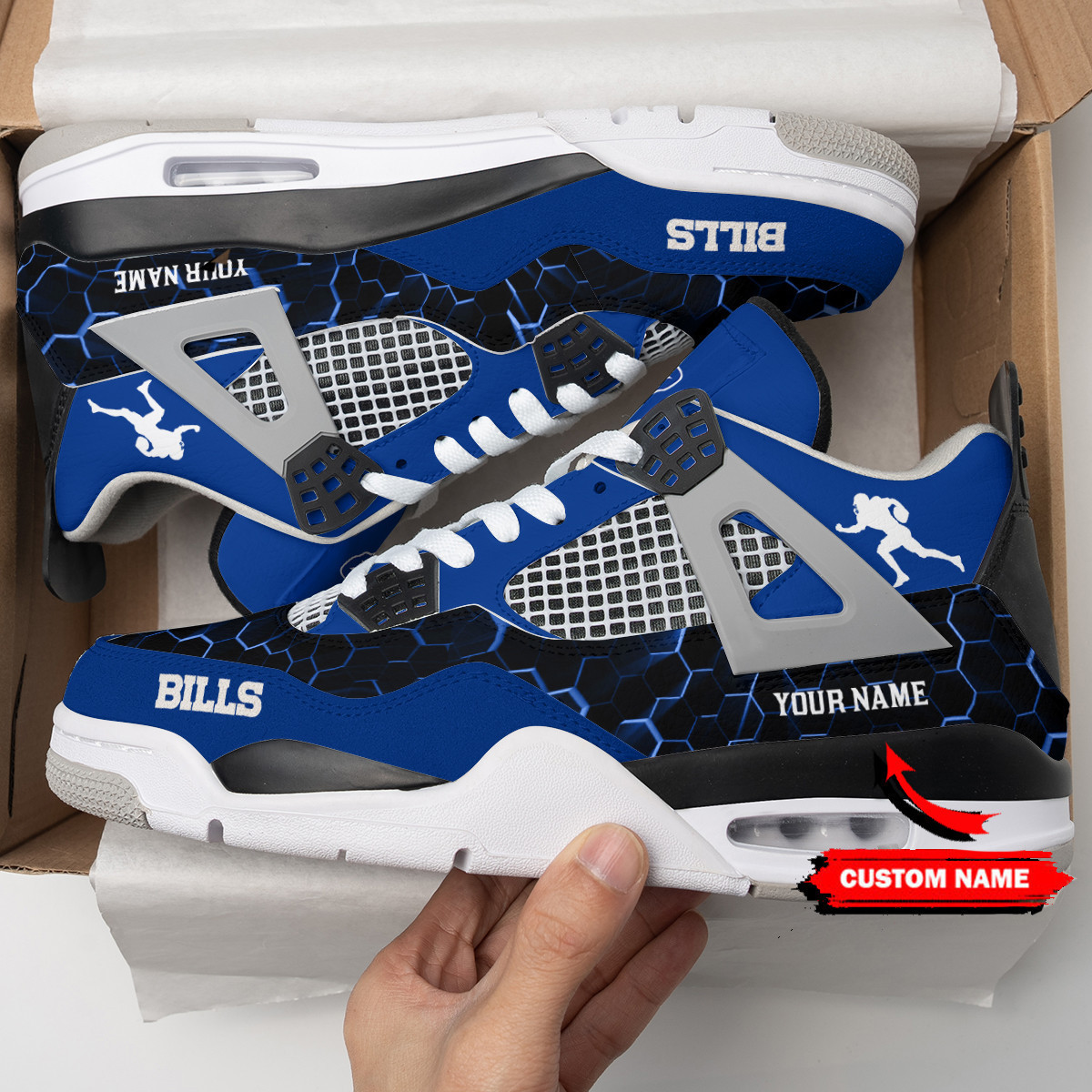 Sportswearmerch Buffalo Bills NFL Air Jordan 4 Sneaker AJ4 Sneakers Shoes For Men And Women