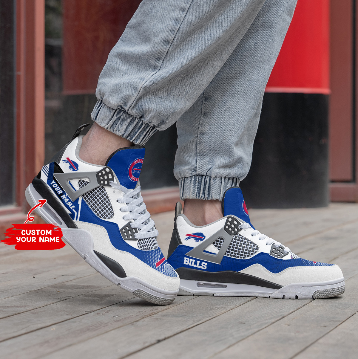 Sportswearmerch Buffalo Bills NFL Air Jordan 4 Sneaker AJ4 Sneakers Shoes For Men And Women