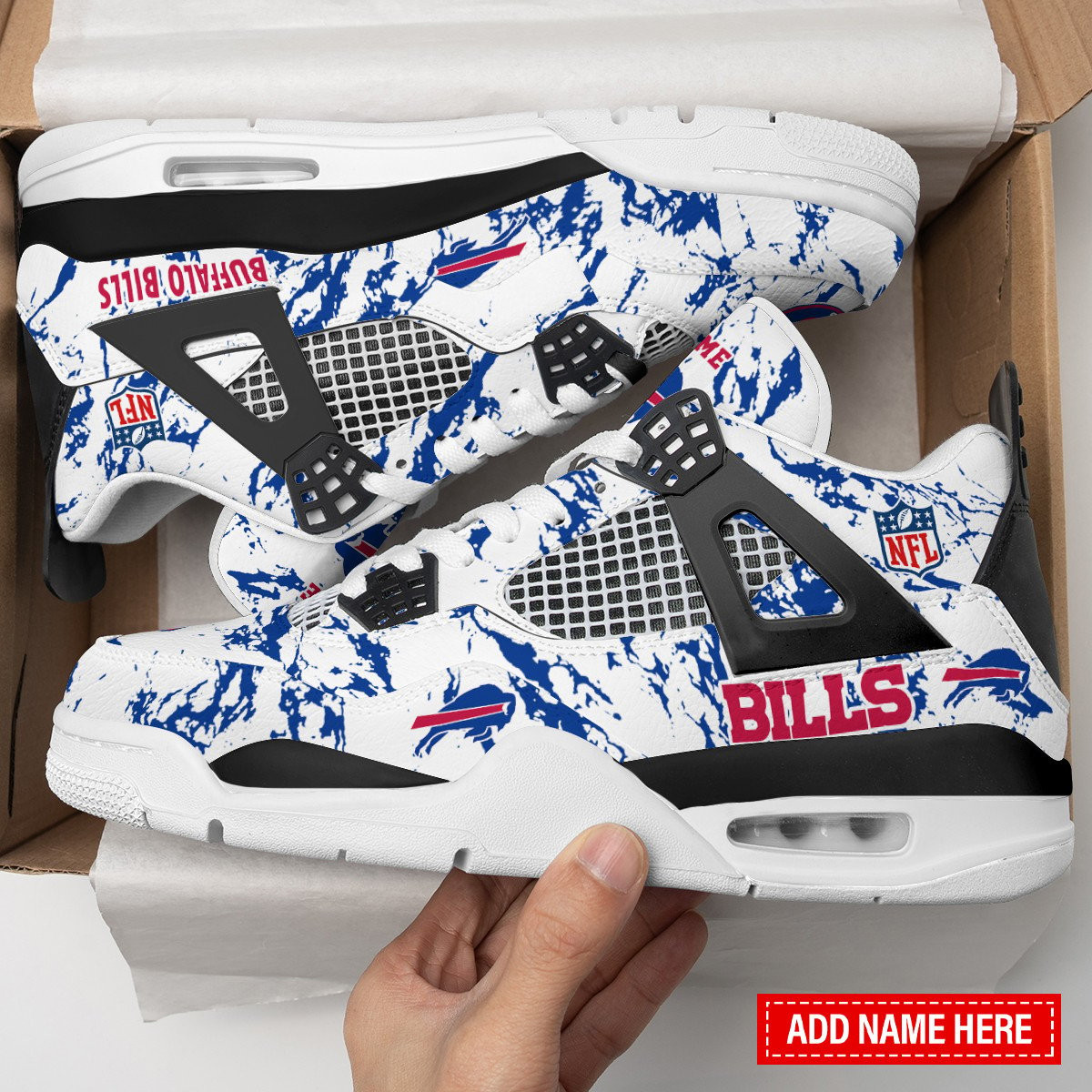 Sportswearmerch Buffalo Bills NFL Air Jordan 4 Sneaker AJ4 Sneakers Shoes For Men And Women