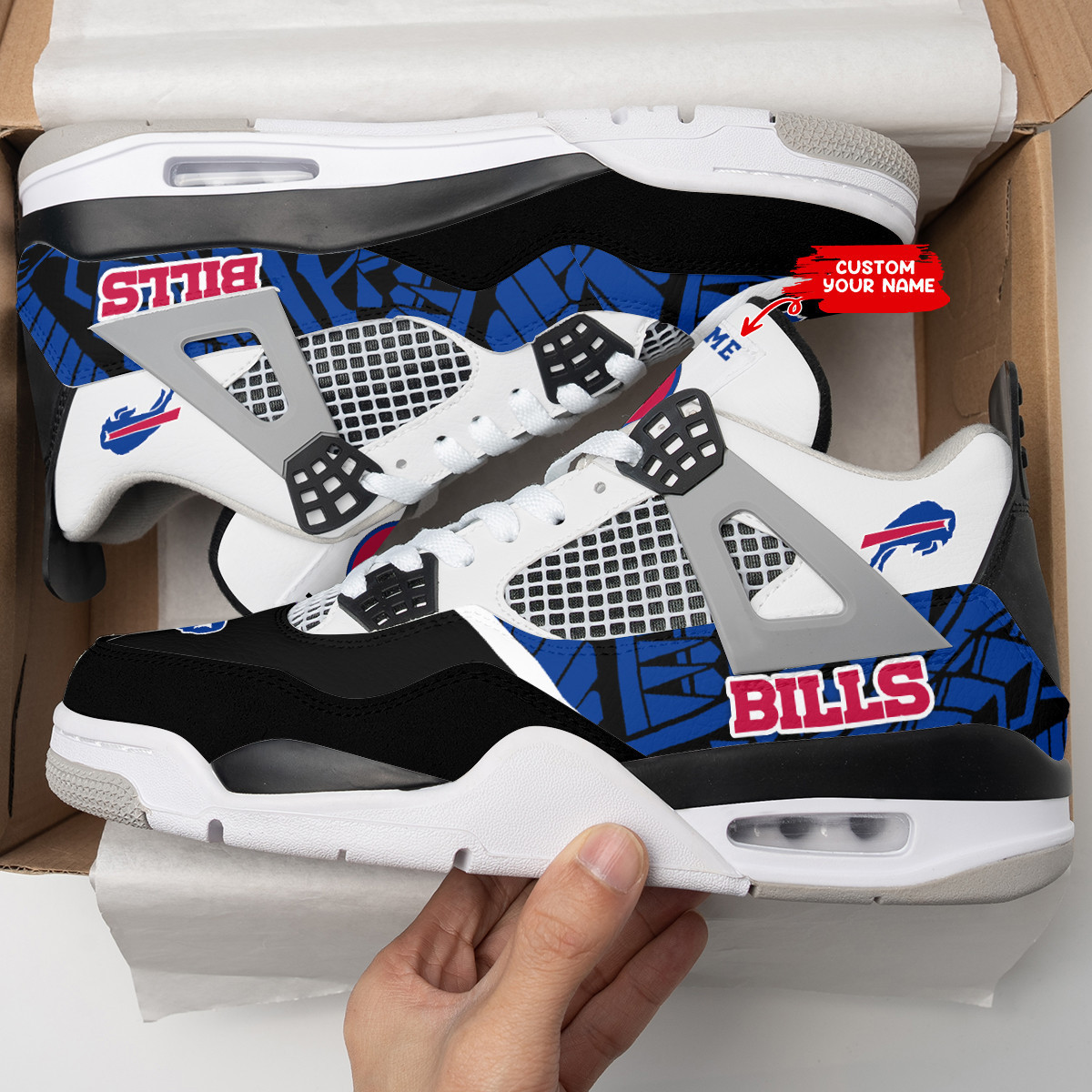 Sportswearmerch Buffalo Bills NFL Air Jordan 4 Sneaker AJ4 Sneakers Shoes For Men And Women