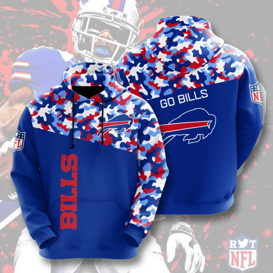 Sportswearmerch Buffalo Bills NFL Blue Red Camo Personalized Hoodie For Fan