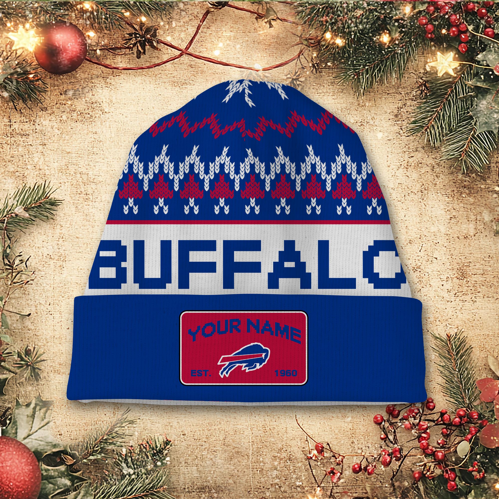 Sportswearmerch Buffalo Bills NFL Christmas Beanie Hat For Fan