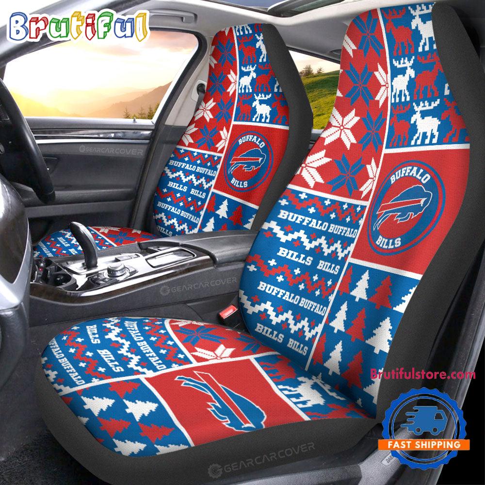 Sportswearmerch Buffalo Bills NFL Design Christmas Car Seat Covers For Fan