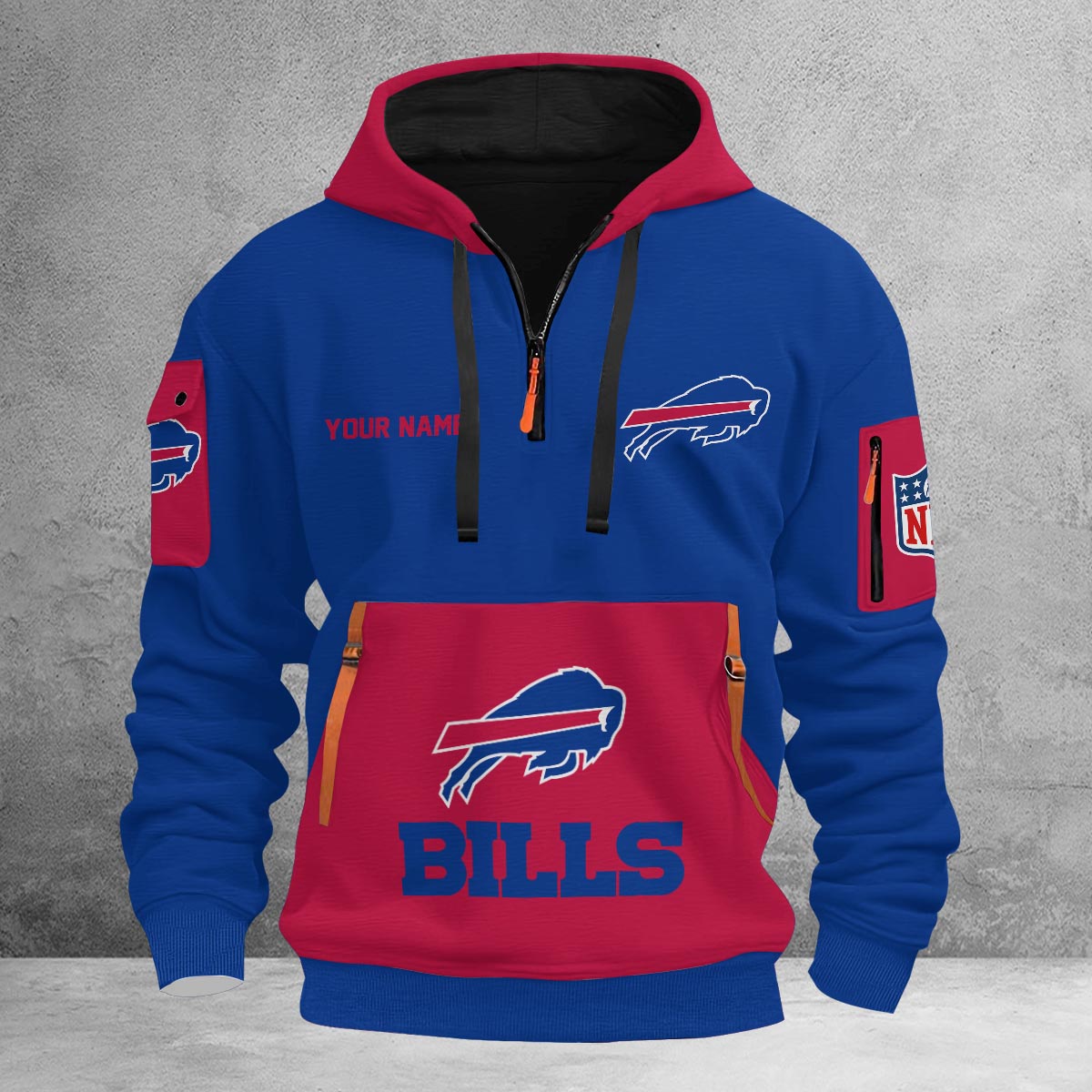 Sportswearmerch Buffalo Bills NFL Half Zip Hoodie For Fan