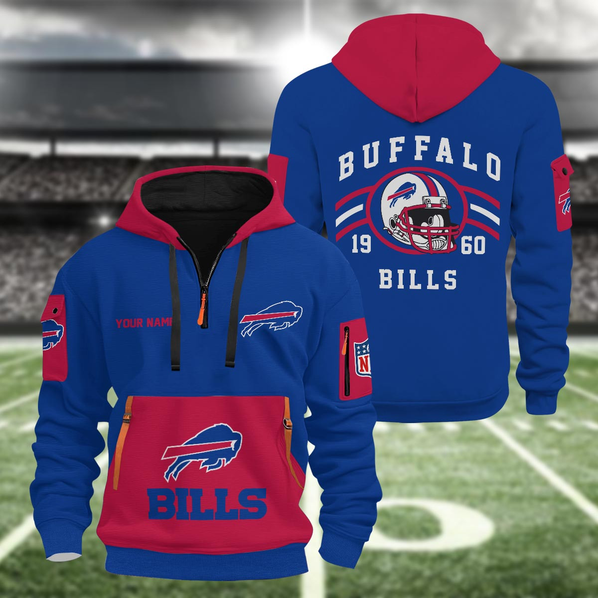 Sportswearmerch Buffalo Bills NFL Half Zip Hoodie For Fan