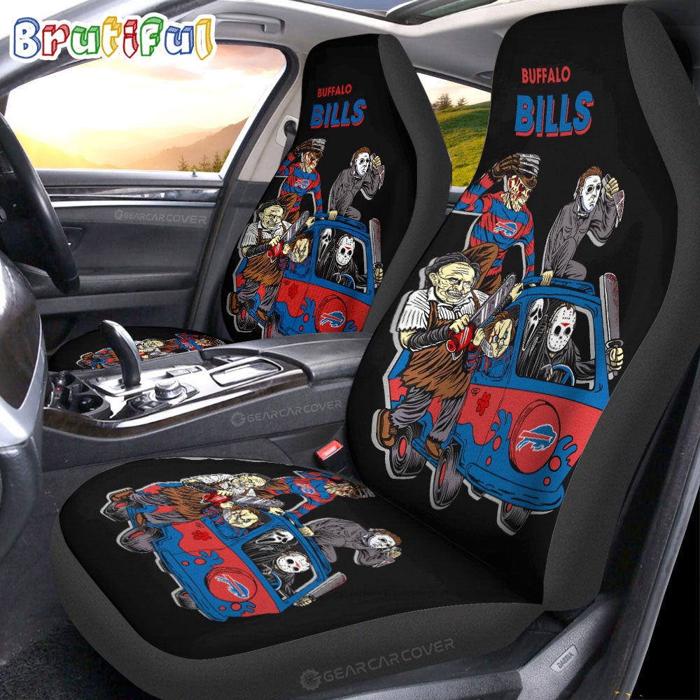 Sportswearmerch Buffalo Bills NFL Horror Characters Essential Halloween Car Seat Covers For Fan