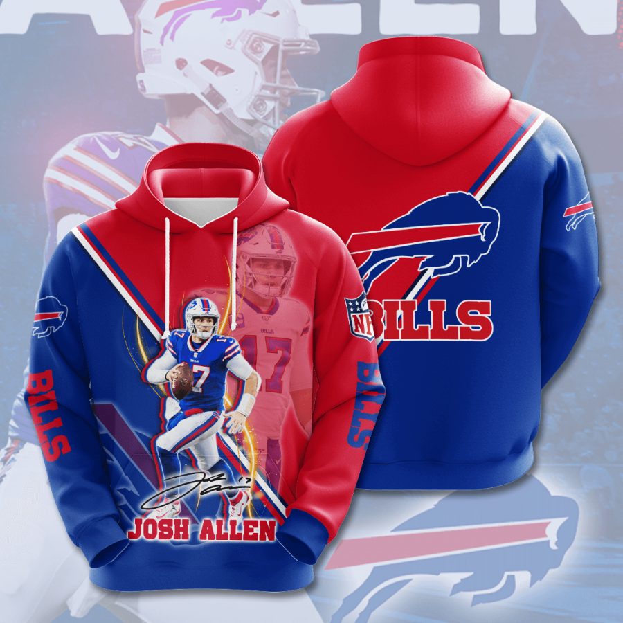 Sportswearmerch Buffalo Bills NFL Josh Allen Blue Red Personalized Hoodie For Fan