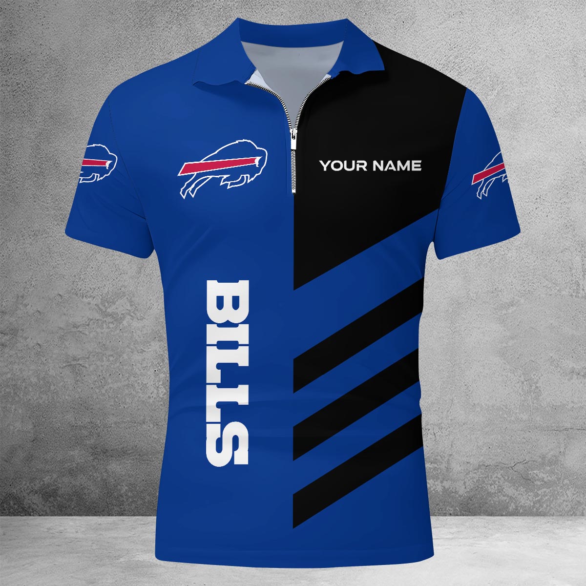 Sportswearmerch Buffalo Bills NFL Lapel Zip Polo Shirt For Fan