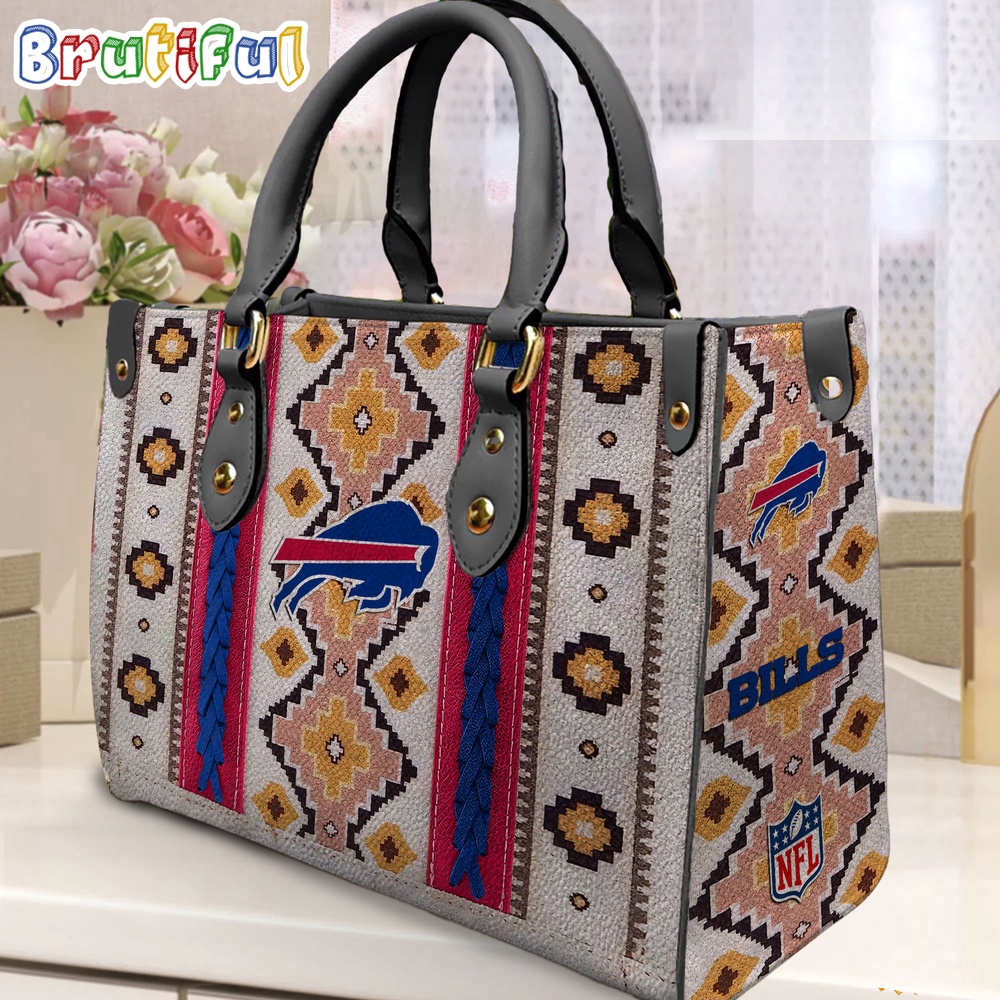 Sportswearmerch Buffalo Bills NFL Native American Pattern Leather Bag For Fan
