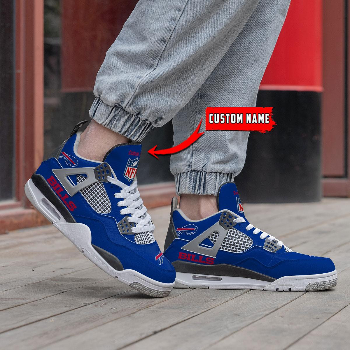 Sportswearmerch Buffalo Bills NFL Personalized Air Jordan 4 AJ4 Sneakers Shoes For Men And Women