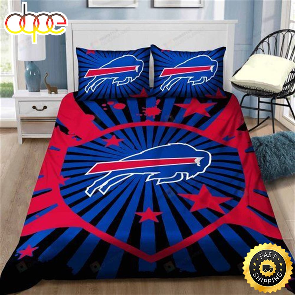 Sportswearmerch Buffalo Bills NFL Royal Blue Red Bedding Set For Fan