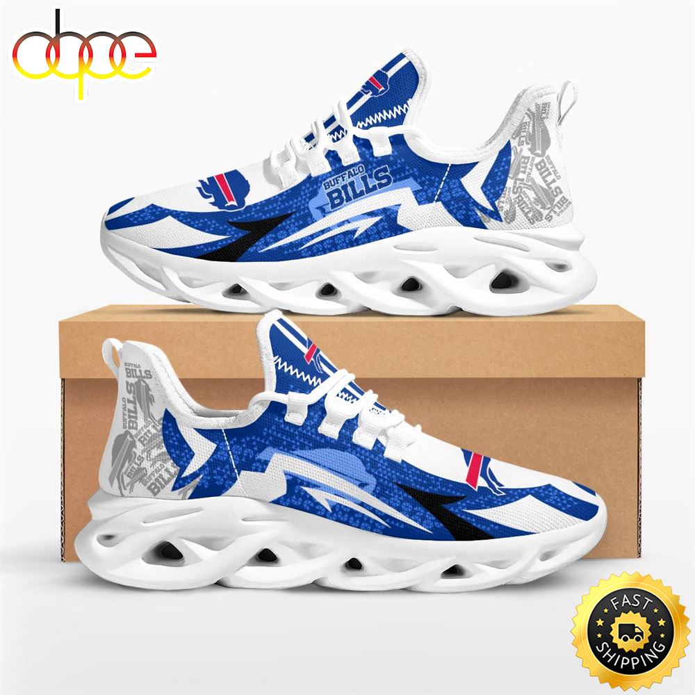 Sportswearmerch Buffalo Bills NFL Symbol Geometric Pattern Max Soul Shoes Sneakers For Men And Women