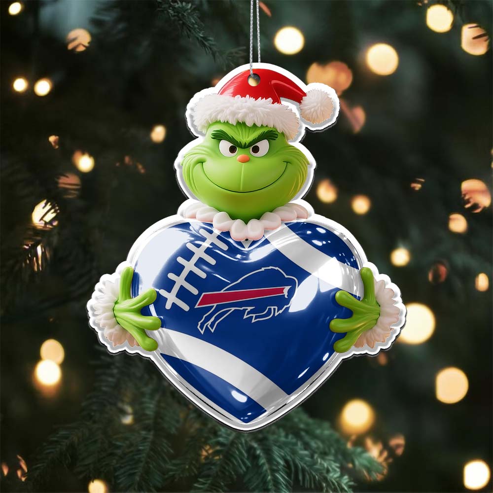 Sportswearmerch Buffalo Bills NFL The Grinch x Christmas Acrylic Ornament Gift For Fan