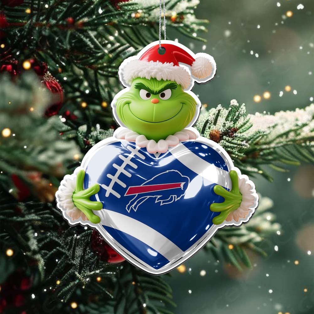 Sportswearmerch Buffalo Bills NFL The Grinch x Christmas Acrylic Ornament Gift For Fan