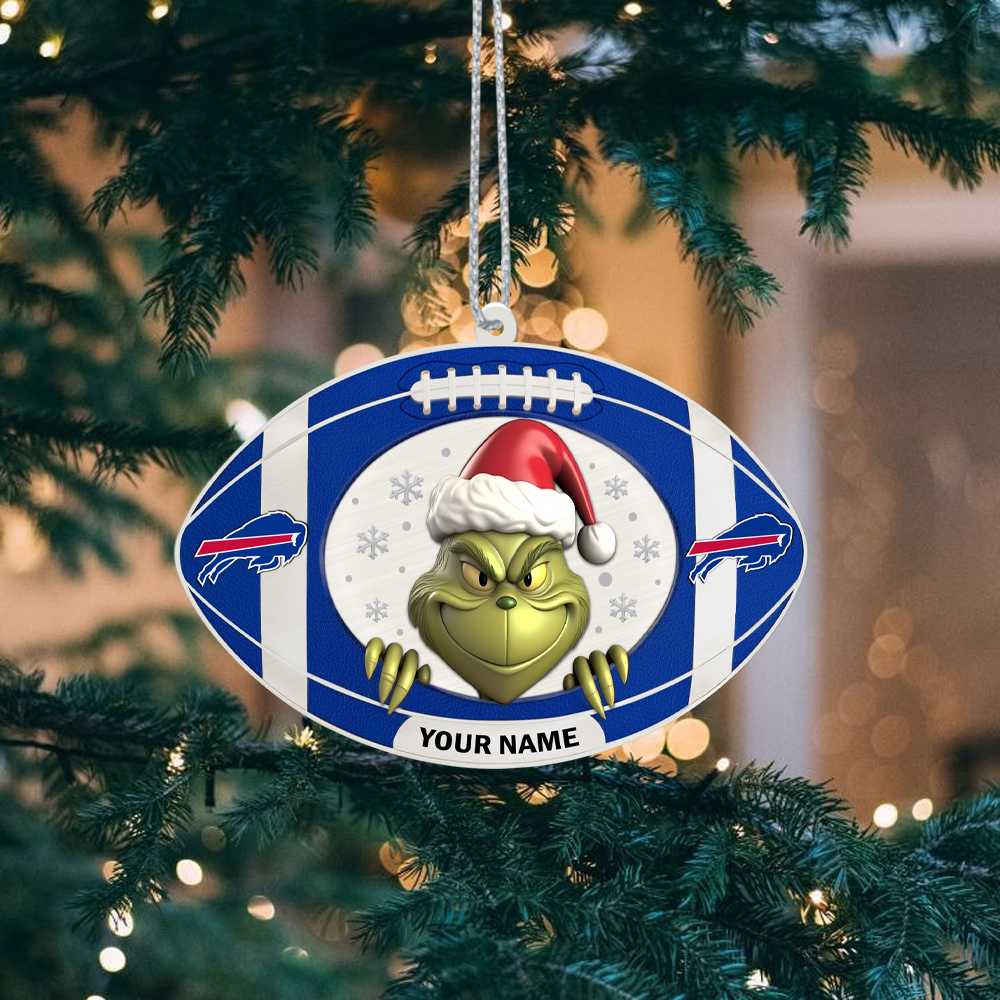 Sportswearmerch Buffalo Bills NFL The Grinch x Christmas Acrylic Ornament Gift For Fan