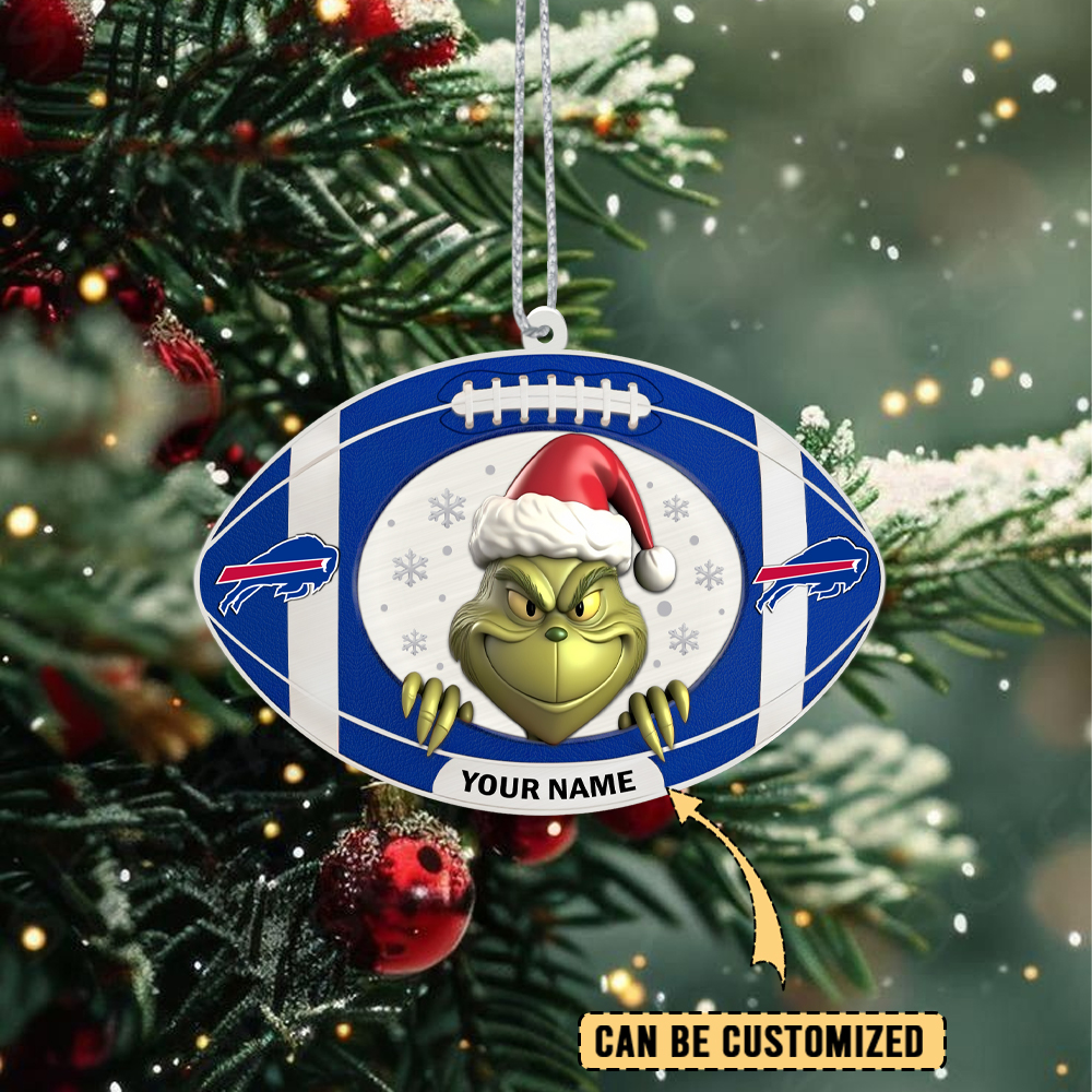 Sportswearmerch Buffalo Bills NFL The Grinch x Christmas Acrylic Ornament Gift For Fan