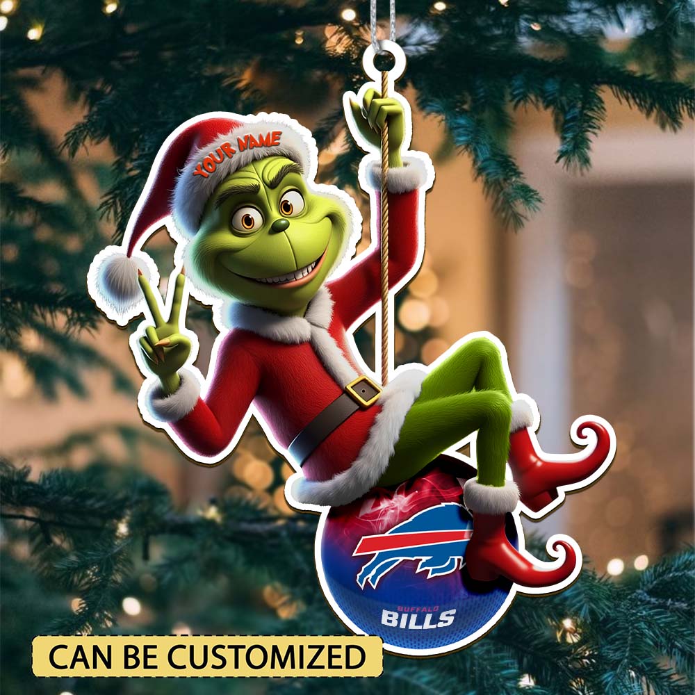 Sportswearmerch Buffalo Bills NFL The Grinch x Christmas Acrylic Ornament Gift For Fan
