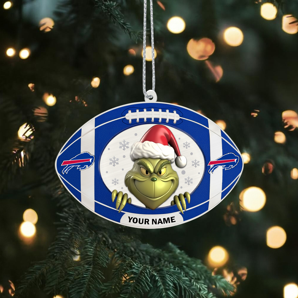 Sportswearmerch Buffalo Bills NFL The Grinch x Christmas Acrylic Ornament Gift For Fan