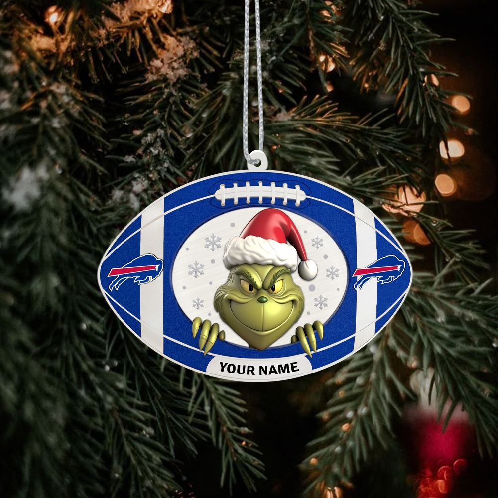 Sportswearmerch Buffalo Bills NFL The Grinch x Christmas Acrylic Ornament Gift For Fan