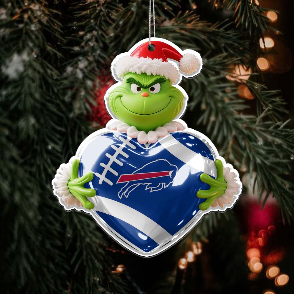 Sportswearmerch Buffalo Bills NFL The Grinch x Christmas Acrylic Ornament Gift For Fan