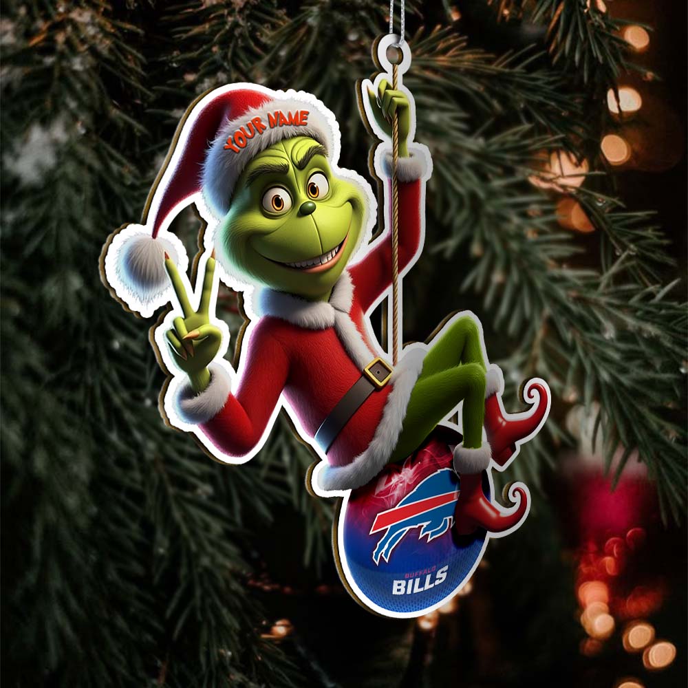 Sportswearmerch Buffalo Bills NFL The Grinch x Christmas Acrylic Ornament Gift For Fan