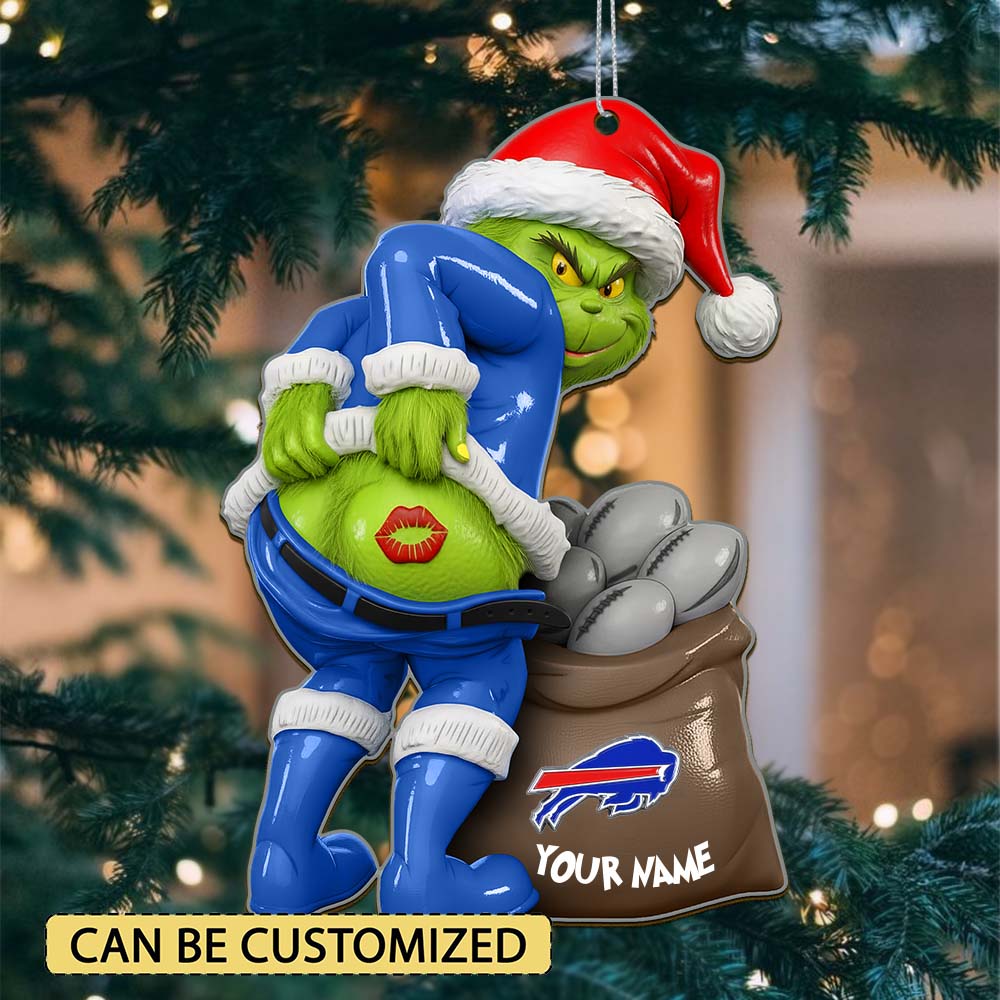 Sportswearmerch Buffalo Bills NFL The Grinch x Christmas Acrylic Ornament Gift For Fan