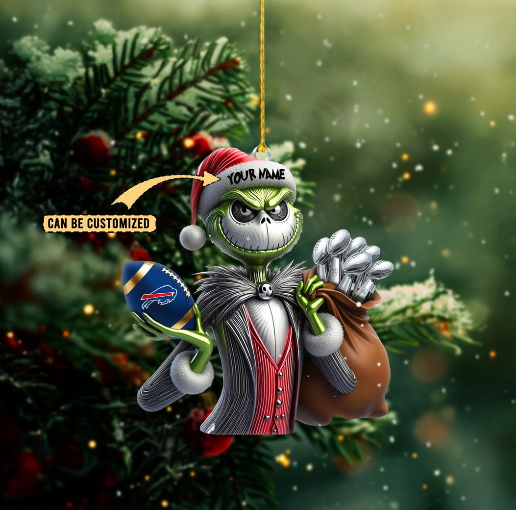 Sportswearmerch Buffalo Bills NFL The Grinch x Jack x Christmas Acrylic Ornament Gift For Fan