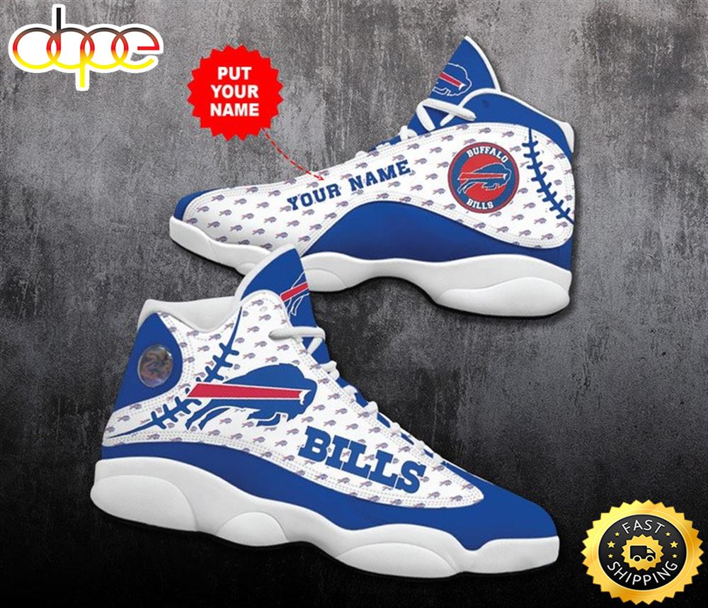 Sportswearmerch Buffalo Bills NFL White Logo AJ13 Sneakers Shoes For Men And Women