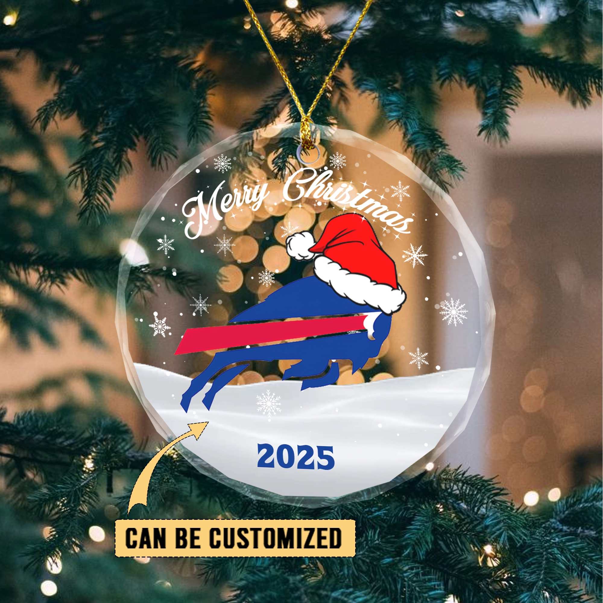 Sportswearmerch Buffalo Bills NFL x Christmas Glass Ornament Gift For Fan