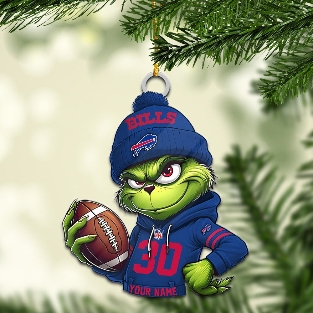 Sportswearmerch Buffalo Bills NFL x Grinch Christmas Acrylic Ornament For Fans