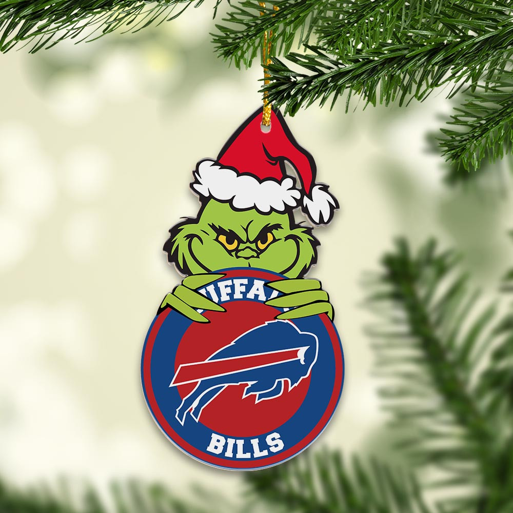 Sportswearmerch Buffalo Bills NFL x Grinch Christmas Acrylic Ornament For Fans