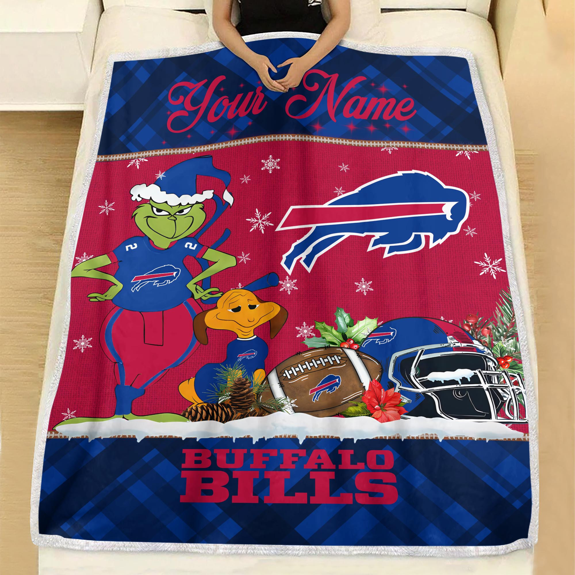 Sportswearmerch Buffalo Bills NFL x Grinch Christmas Fleece Blanket For Fan