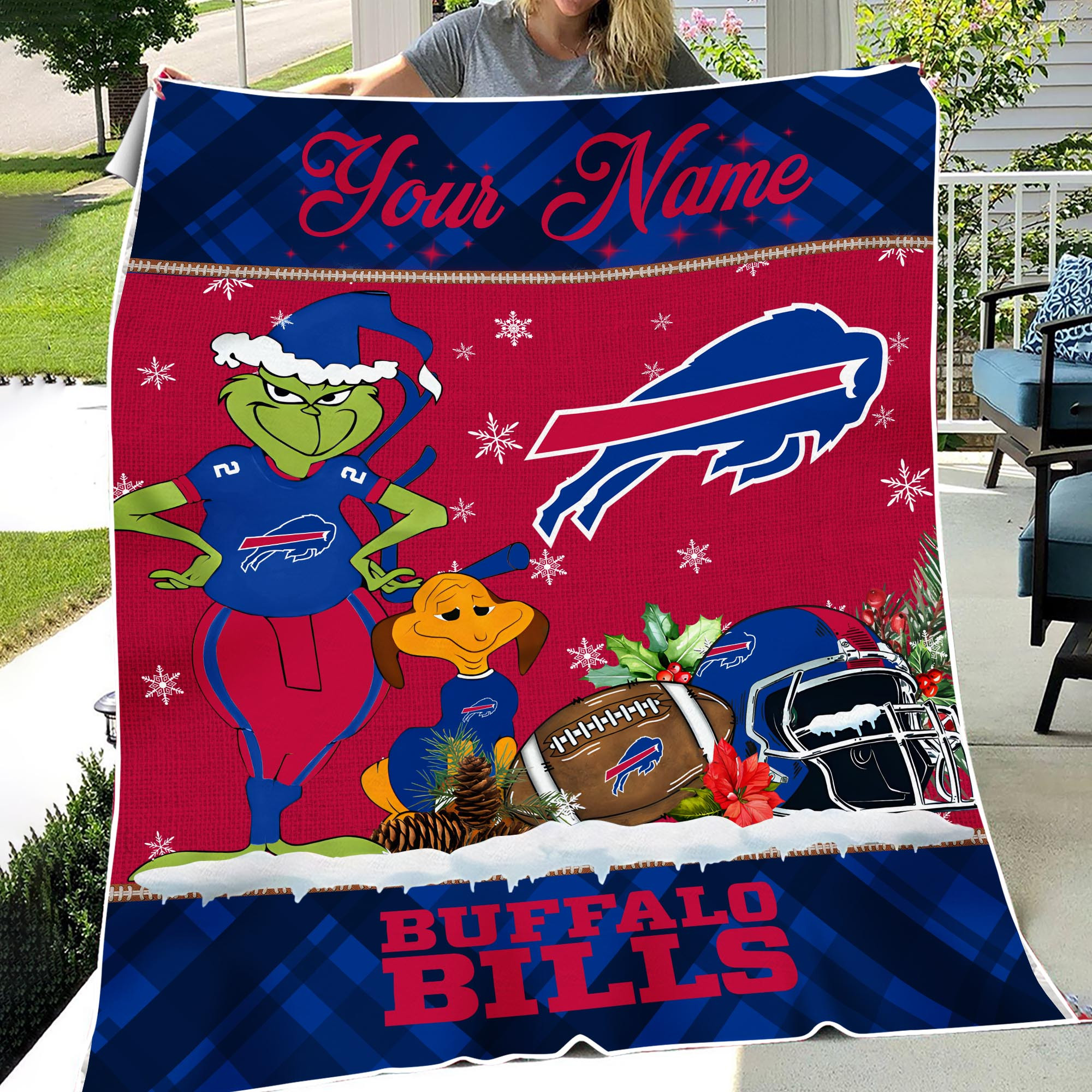 Sportswearmerch Buffalo Bills NFL x Grinch Christmas Fleece Blanket For Fan