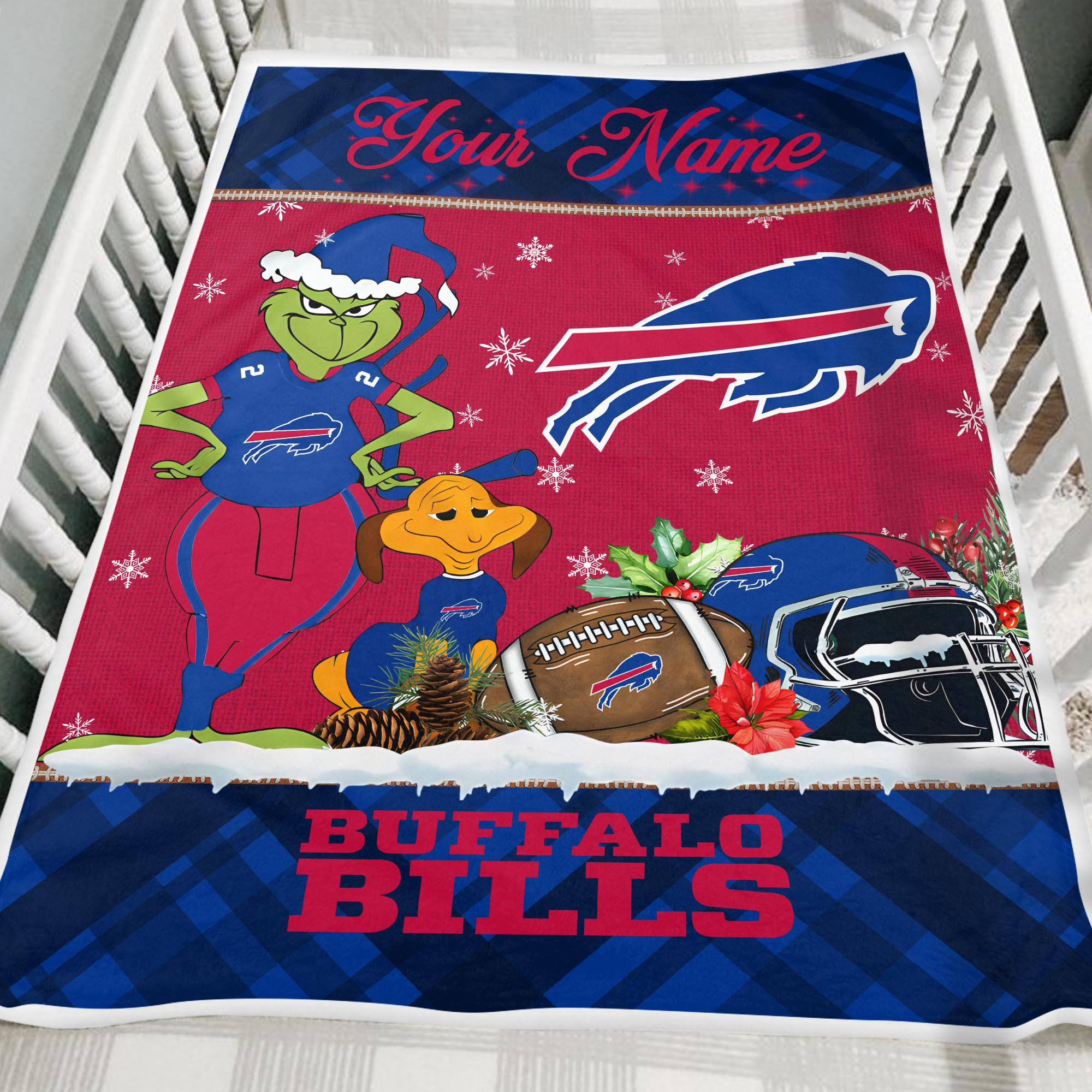 Sportswearmerch Buffalo Bills NFL x Grinch Christmas Fleece Blanket For Fan